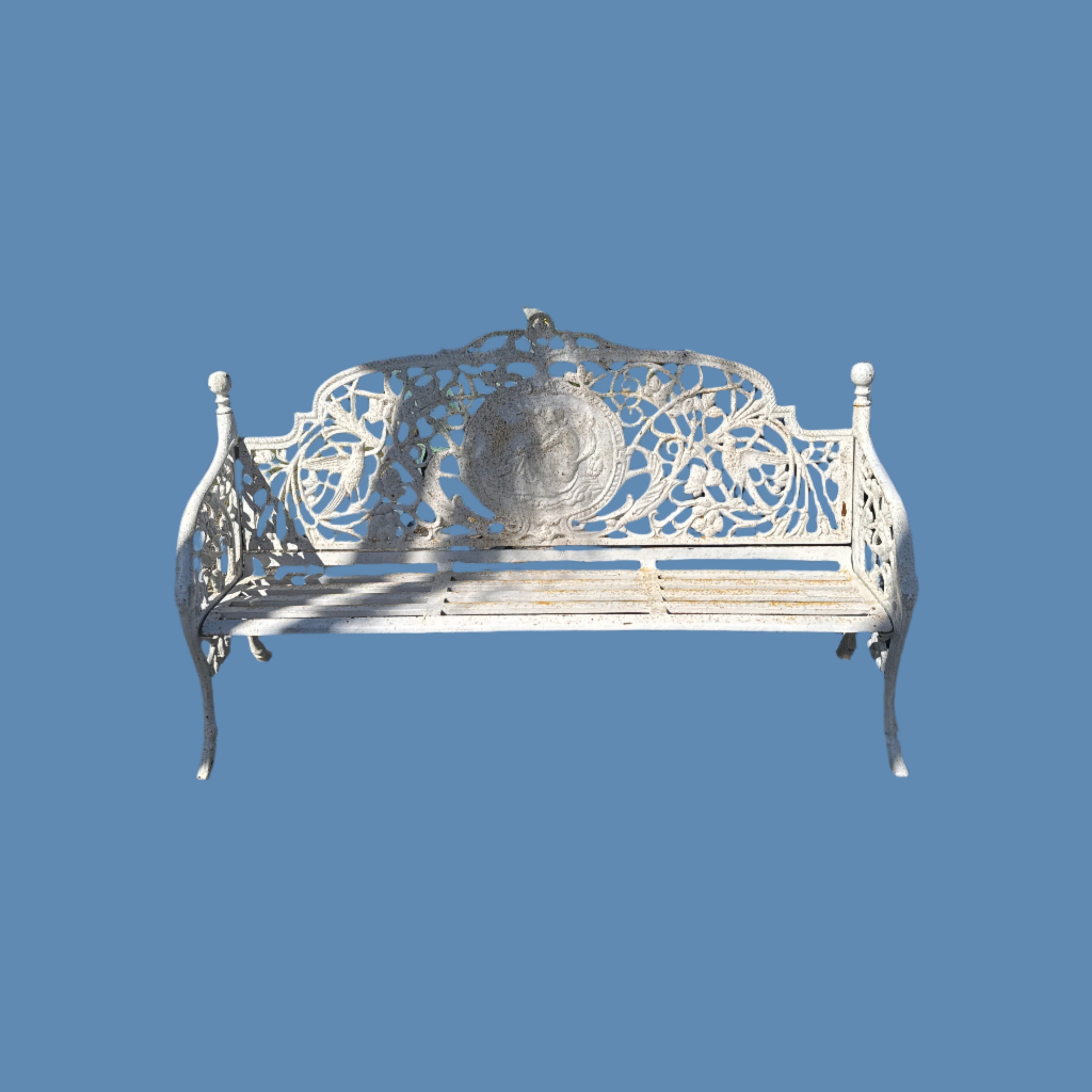 premium high-quality Cast Iron white 3-Seater Bench Seat thats great for outdoor areas and is also weatherproof