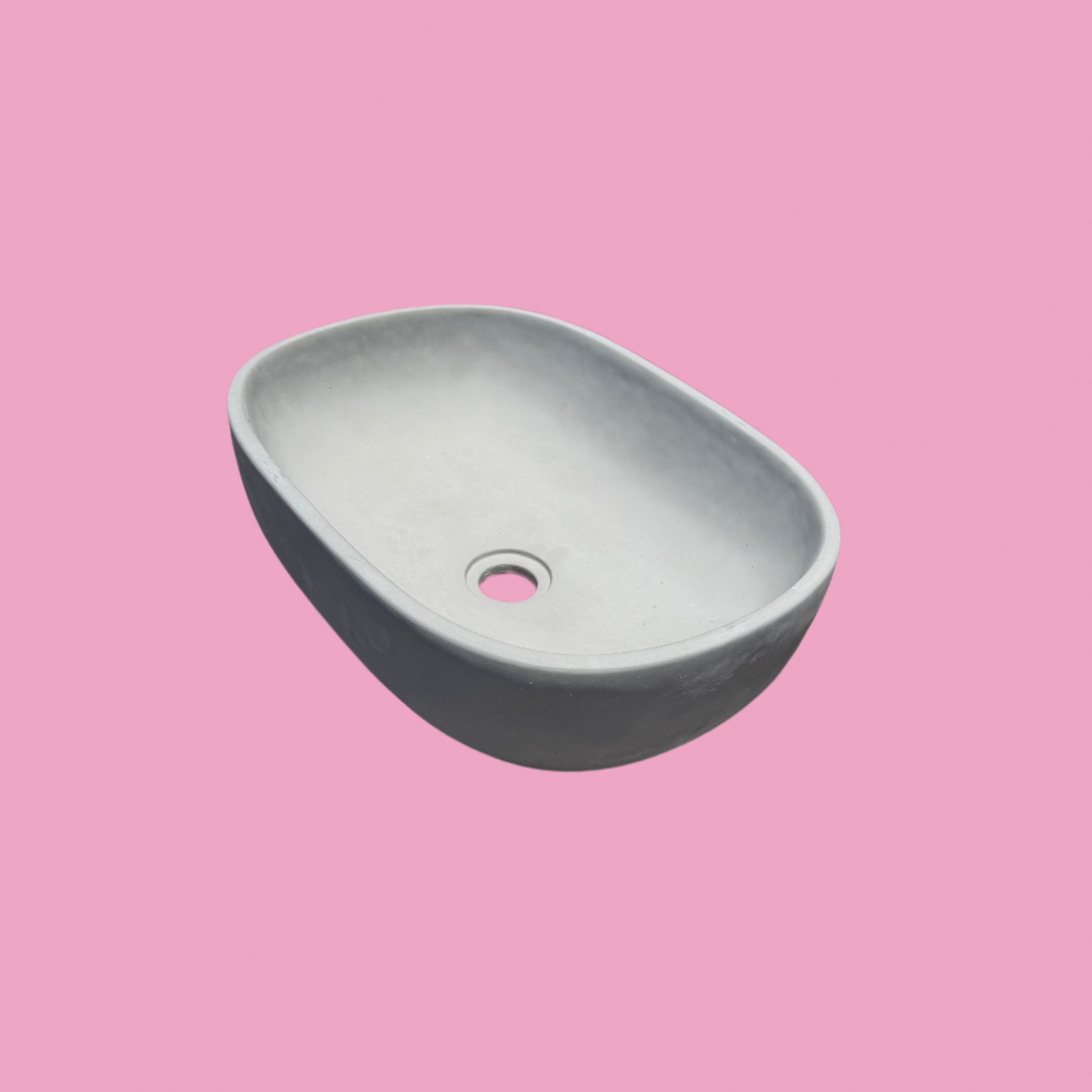 Concrete oval bathroom Basin sink side view