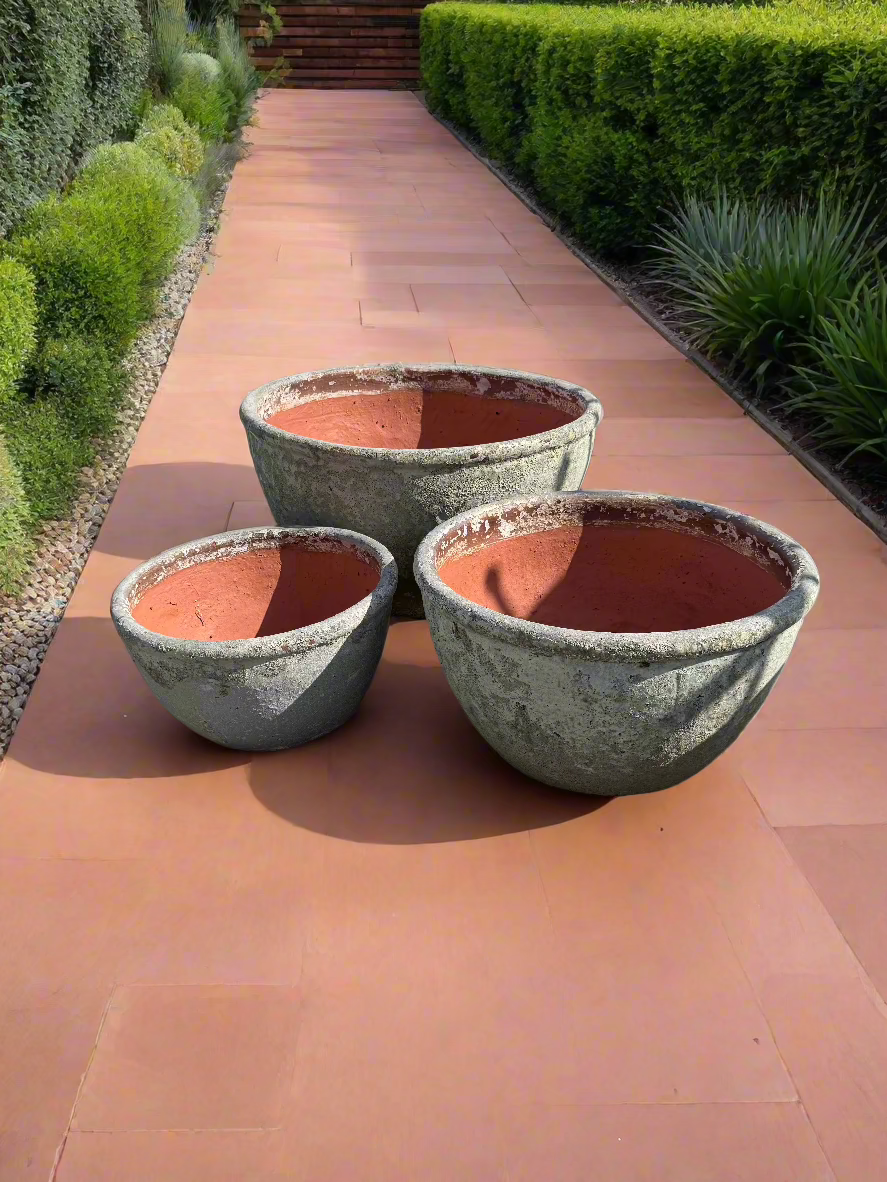extra large lava rock Atlantis garden succulent bowls in three different sizes