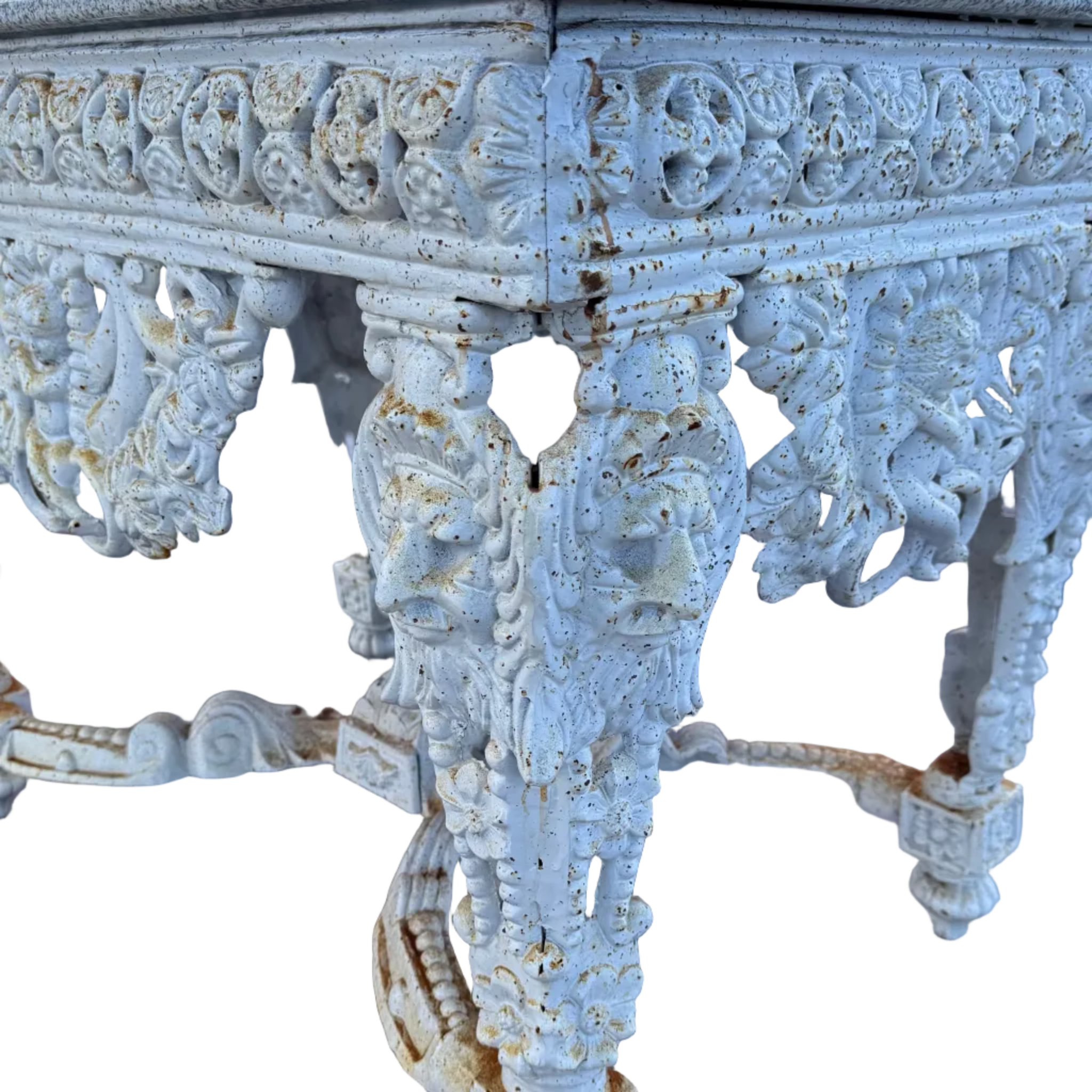 Decorative cast iron table with intricate designs