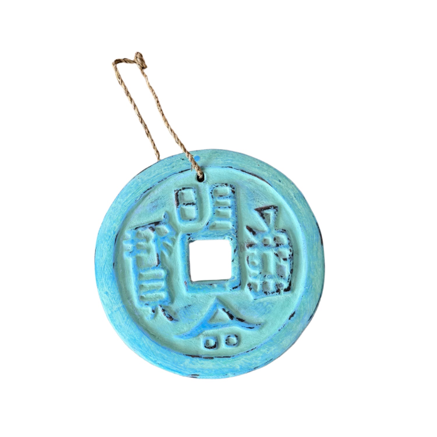 Medium Turquoise Fibre-clay Hanging Coin