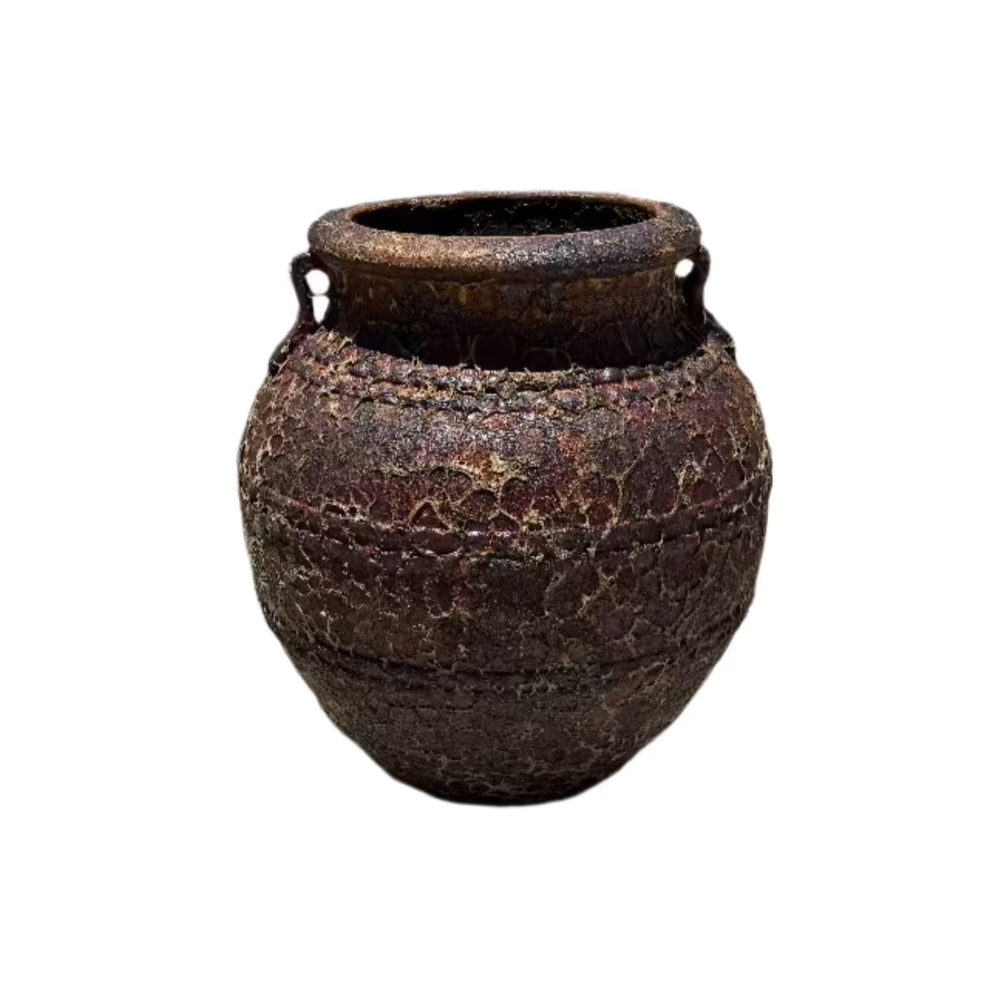 Rust lava rock Atlantis garden urn