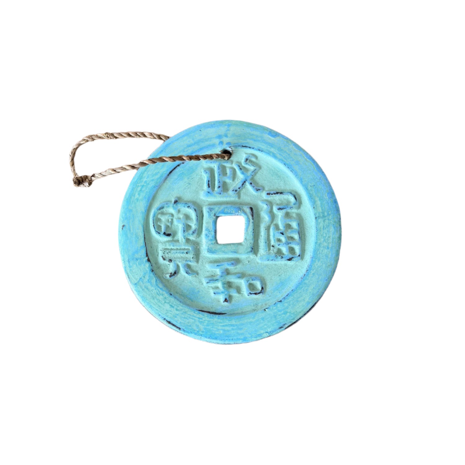 Small Turquoise Fibre-clay Hanging Coin