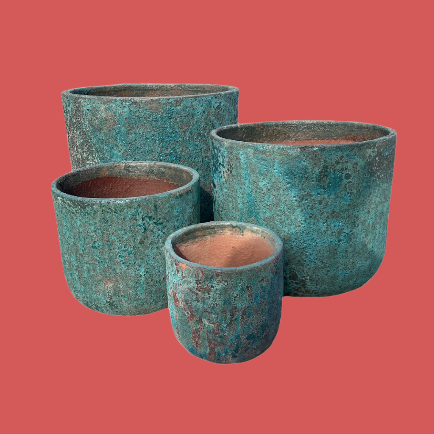 Green Lava Rock Low U Pots S4