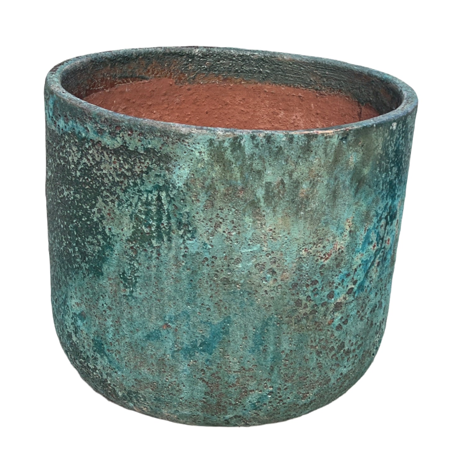 Turquoise Lava Rock Atlantis Low U Ceramic Garden Pot in large size