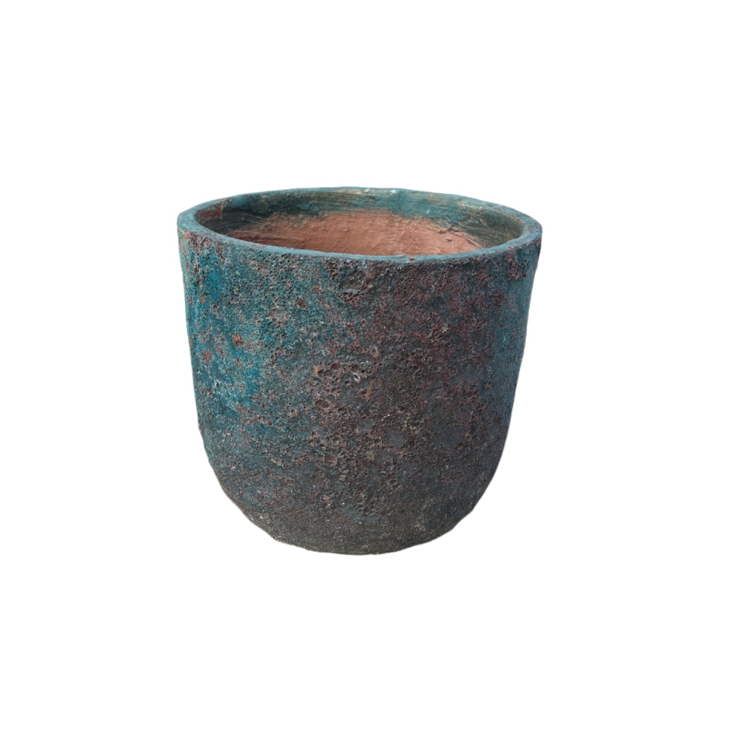 Turquoise Lava Rock Atlantis Low U Ceramic Garden Pot in small size
