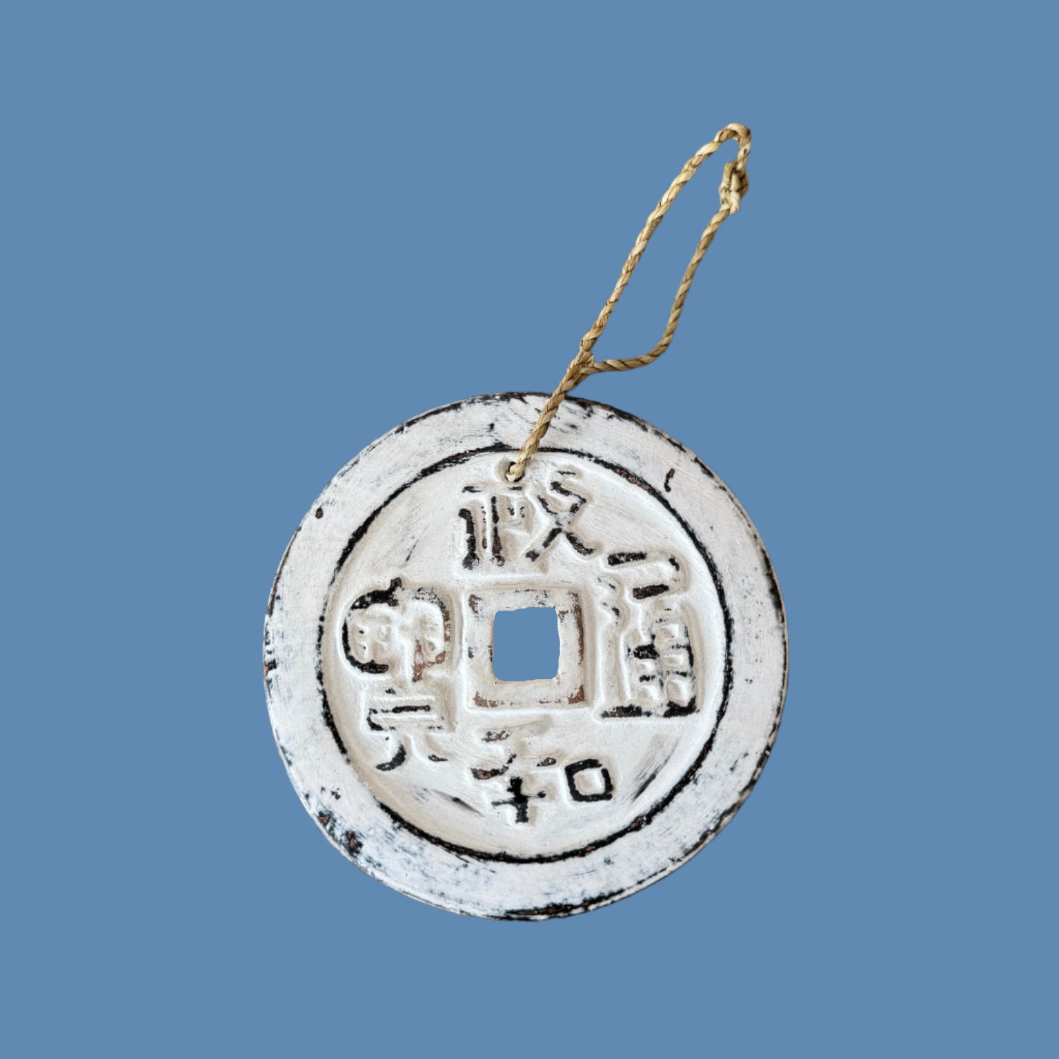 White Small Fiber Clay Chinese Coin