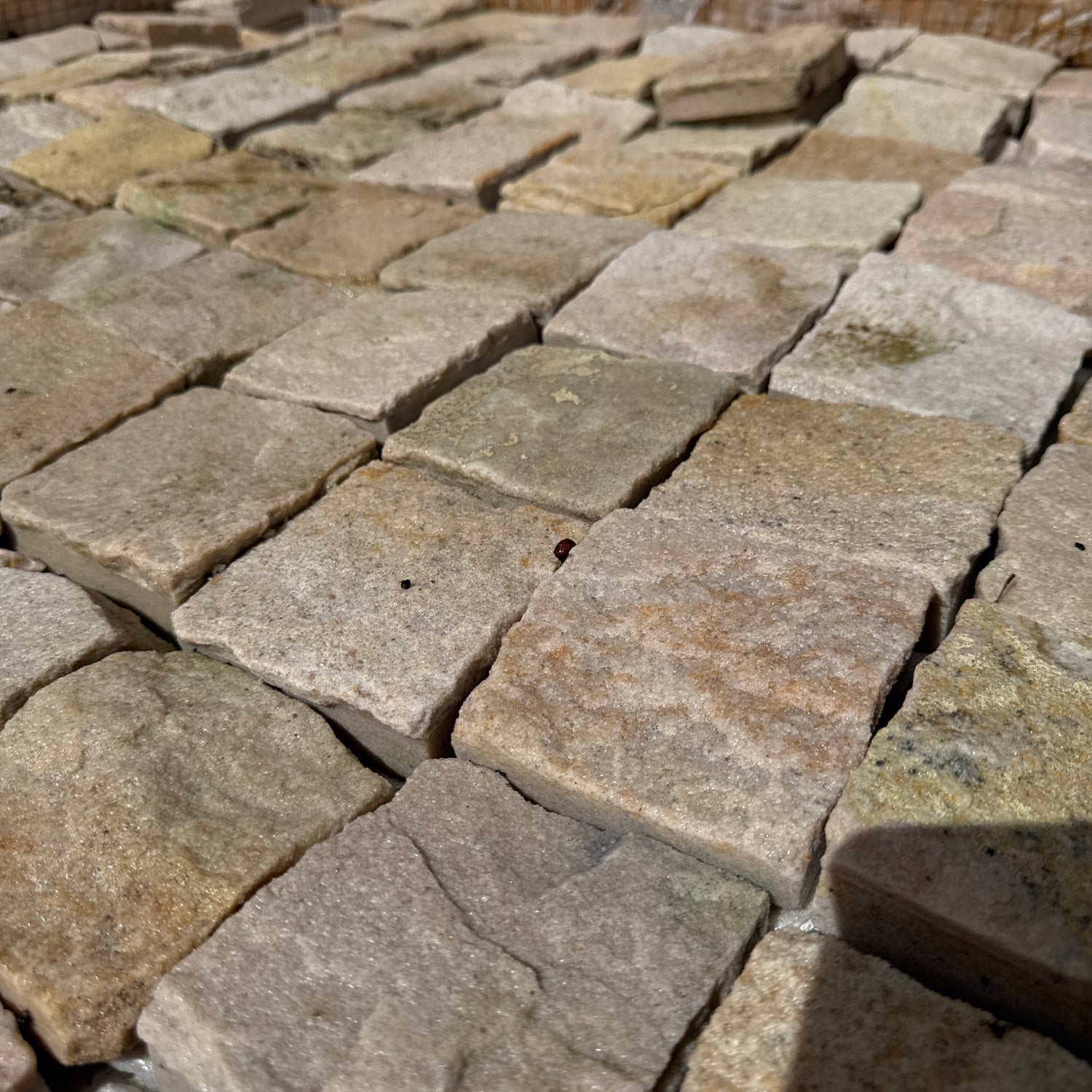 beautiful, elegant natural white sandstone cobblestones