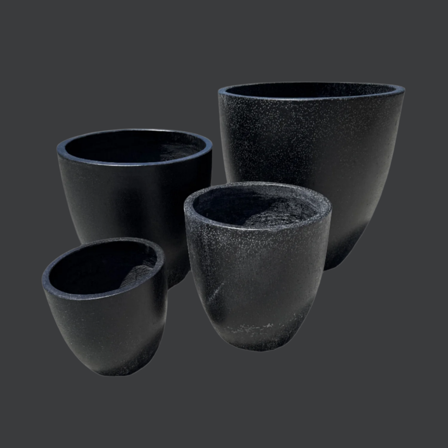 Black Terrazzo Fibre Cement Cone Pots S4
