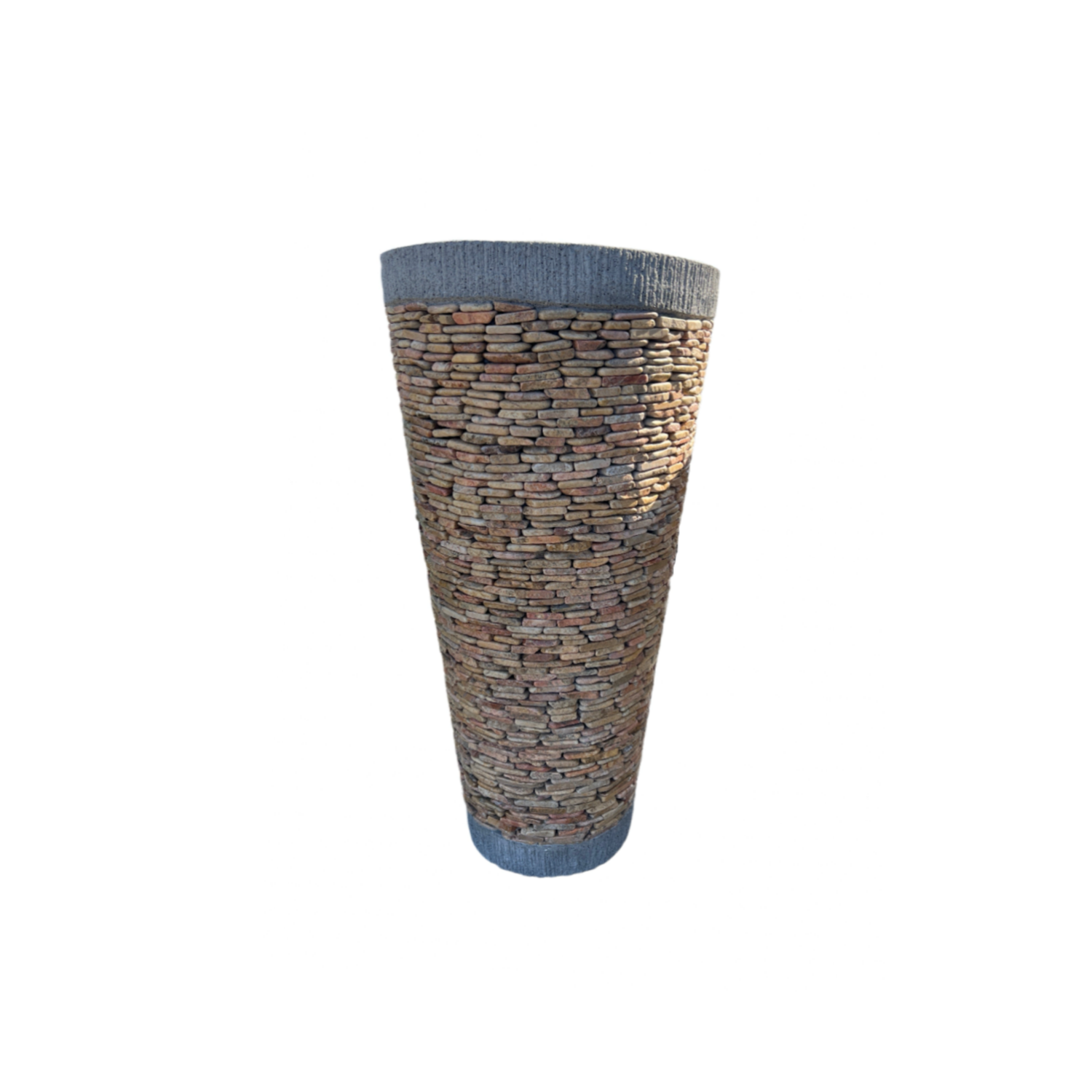 Tall Granite Pebble Cone Pot