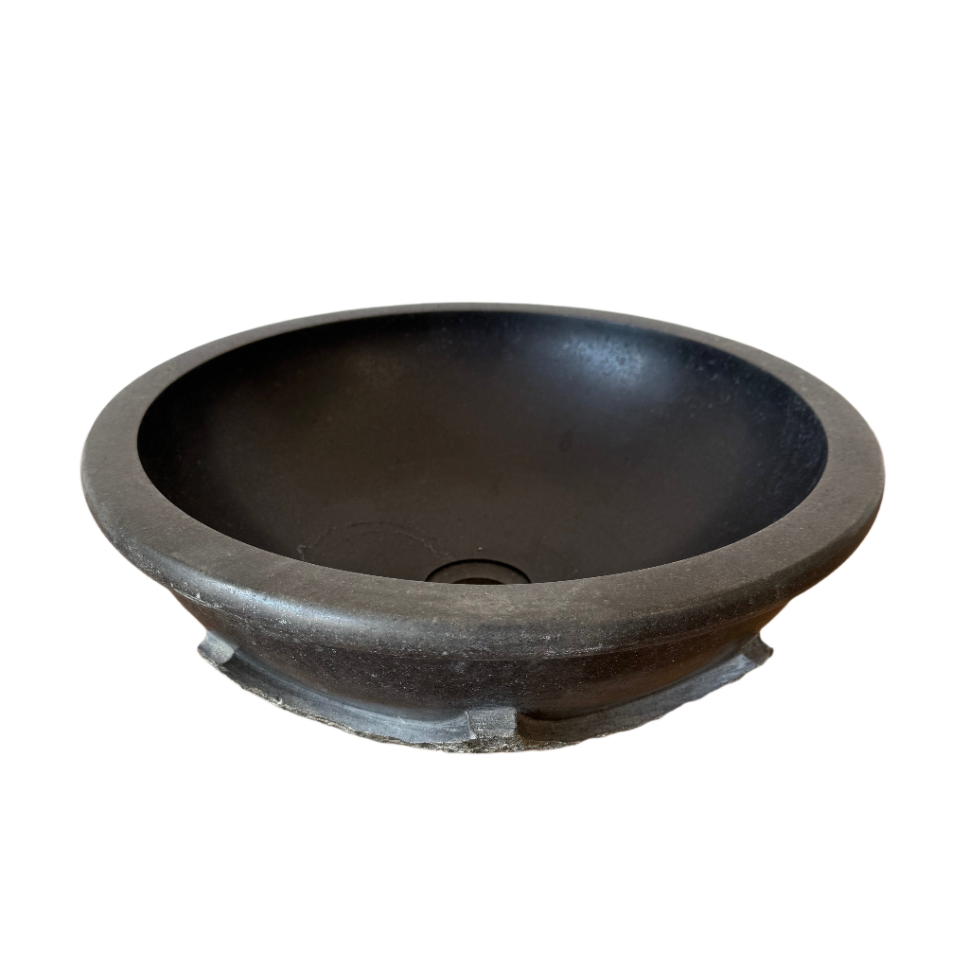 natural organic granite stone basin with star pattern underneath