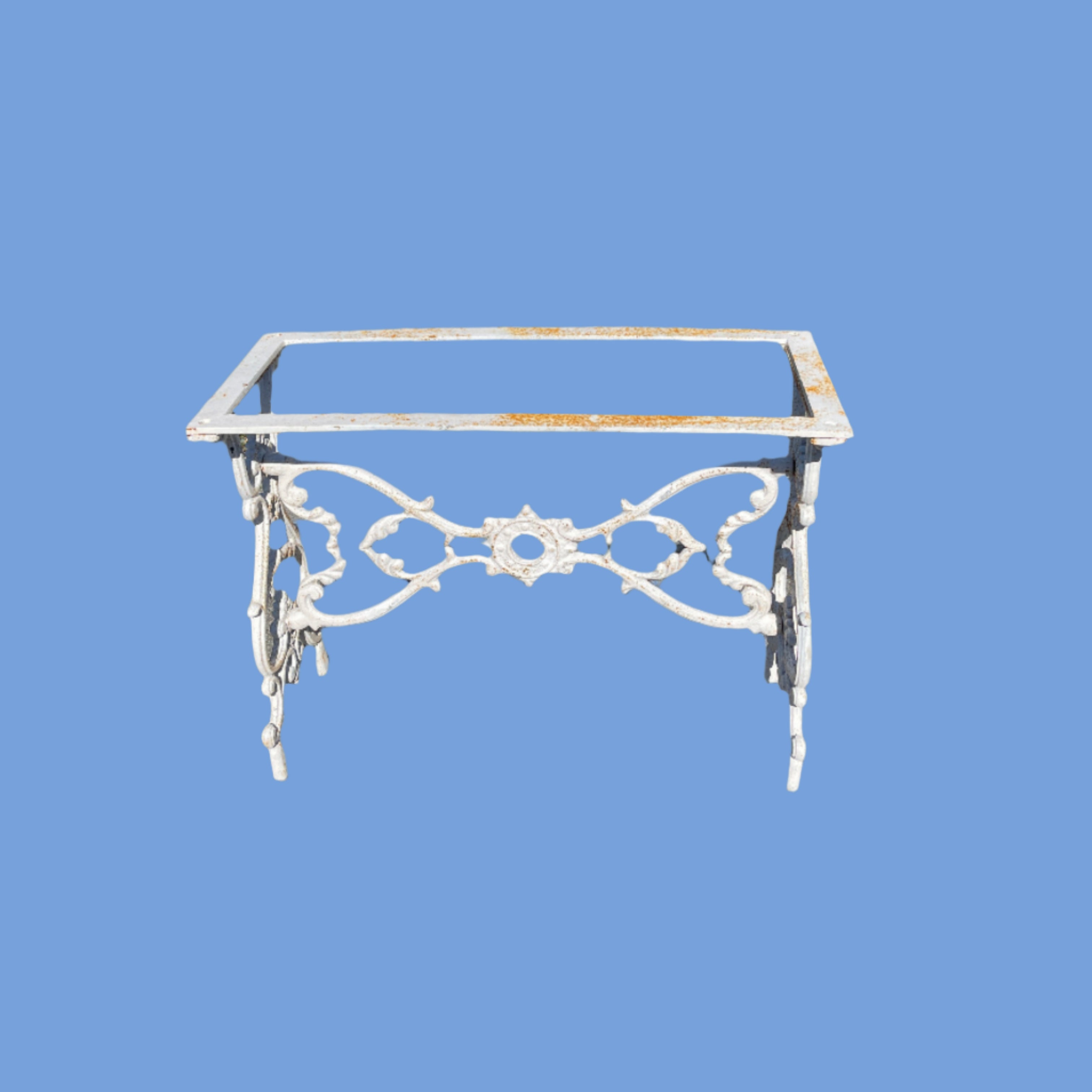 premium high-quality Cast-Iron garden table Short White front view
