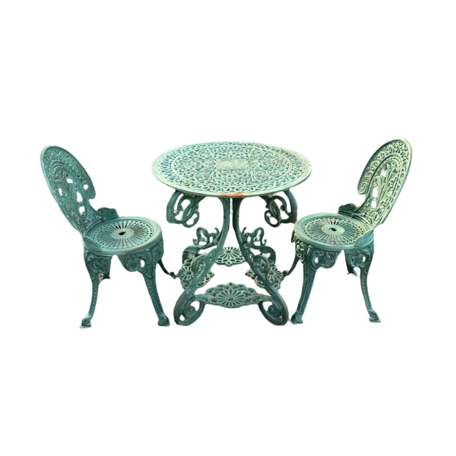 premium high-quality weatherproof Cast Iron 2-Seater green Table great for outdoor areas around the garden