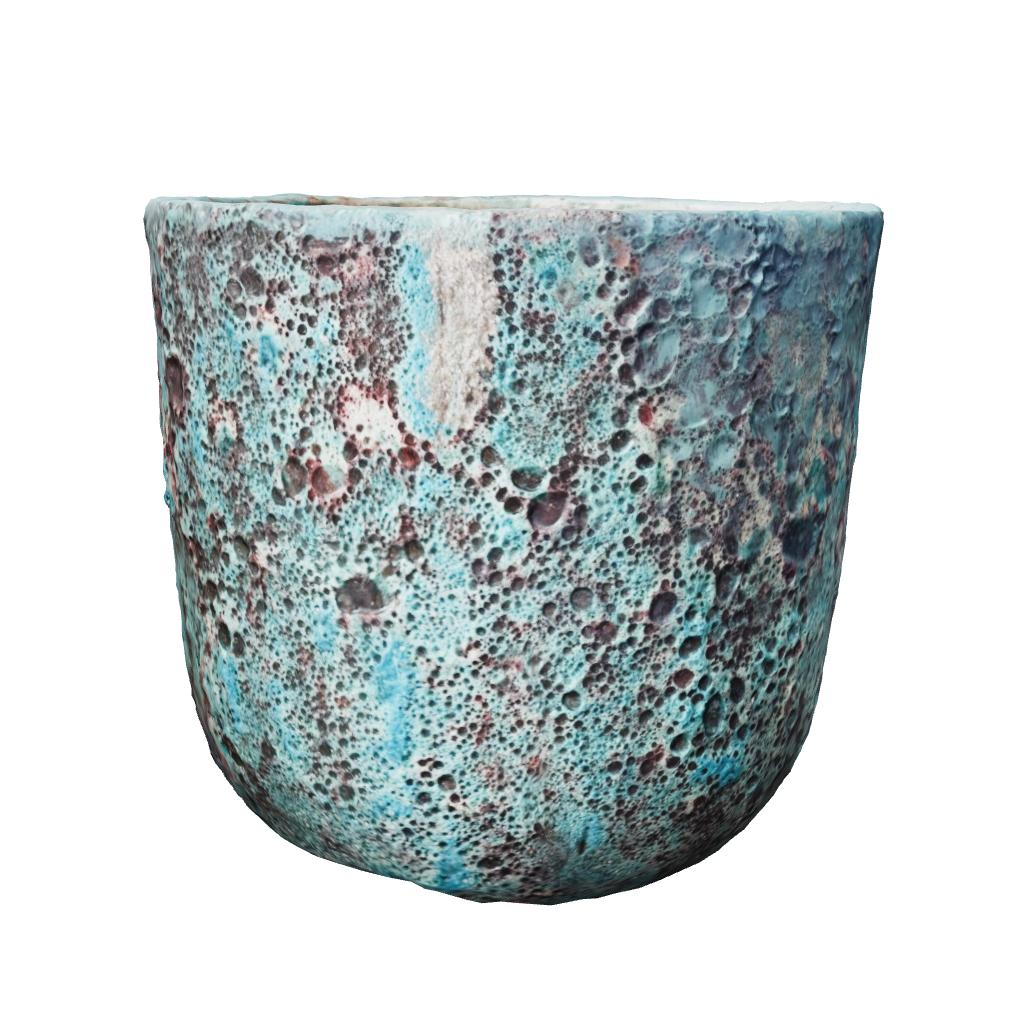 3D image of small Green Lava Rock Low U Pots S4