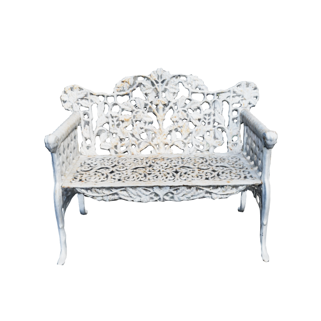 3d image of premium high-quality 2 seater white cast iron bench seat