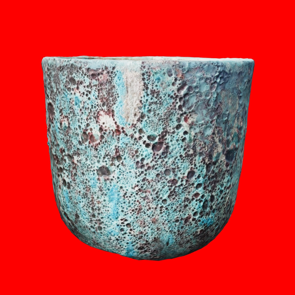 3D image of small Turquoise lava rock Atlantis low u pot