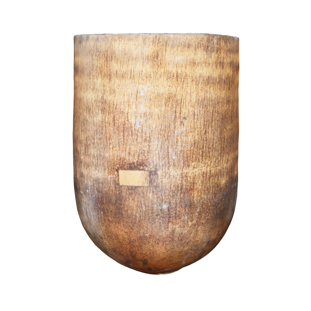 Large wooden indoor Pot with a white background