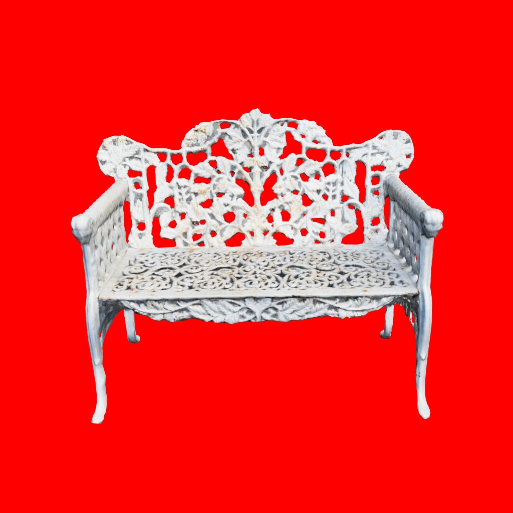 3d image of premium high-quality 2 seater white cast iron bench seat
