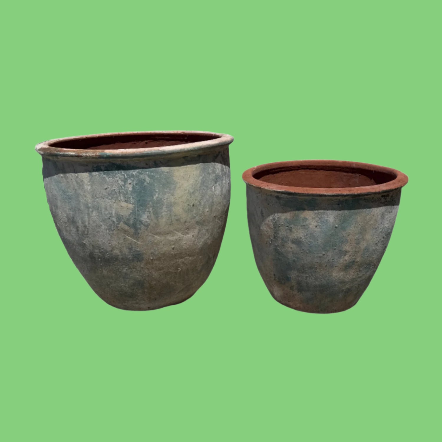xl ancient blue vietnamese round tree planters in two sizes